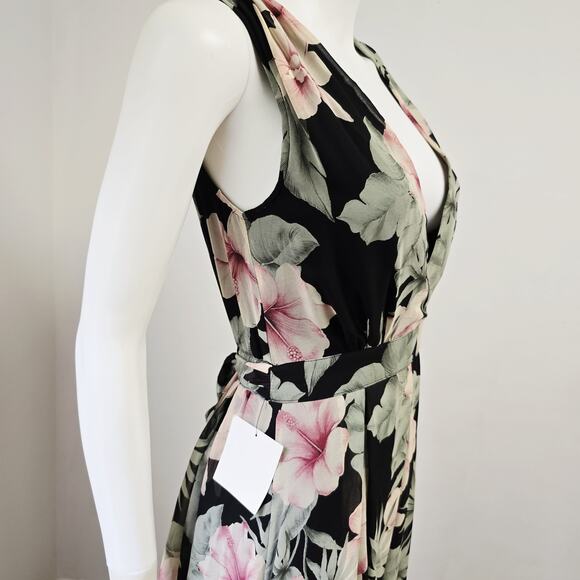Lulus Maxi Dress Small Womens Love Interest Black Floral Flowy V-Neck Lined NWOT - Picture 6 of 16